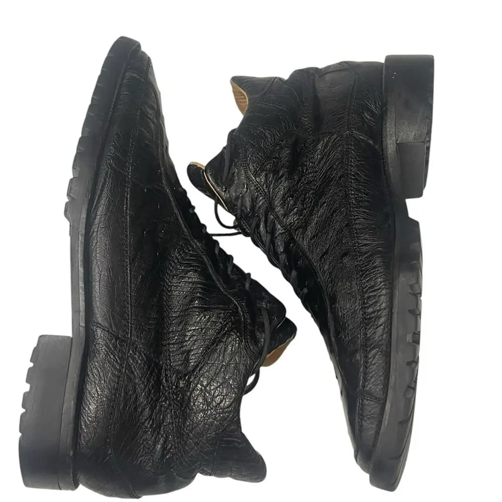 Belvedere Genuine Black Ostrich Casual Shoes Mens Size 10